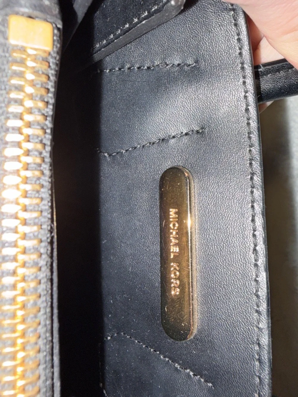 Michael Kors Black Pebbled Leather Satchel with Gold Hardware - Picture 3 of 4